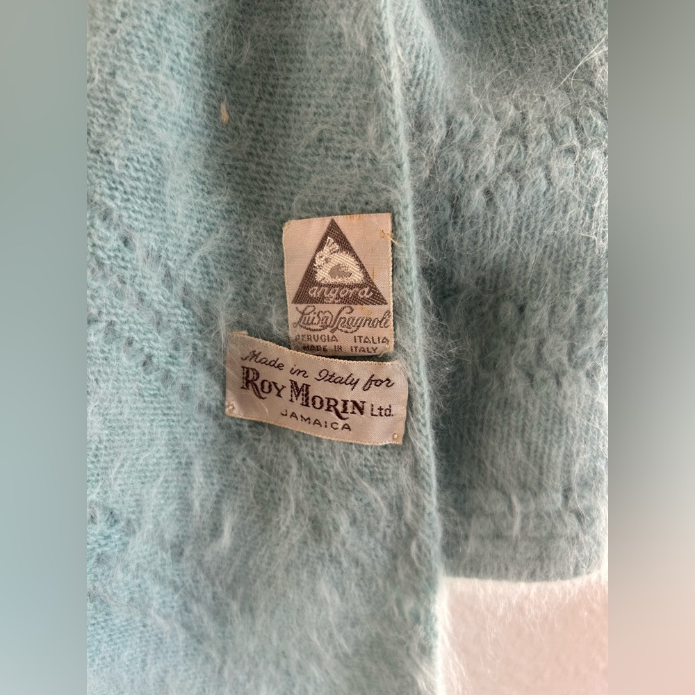 Vintage 60s Angora Luisa Spagnoli Made In Italy Fuzzy Shawl - Picture 4 of 9